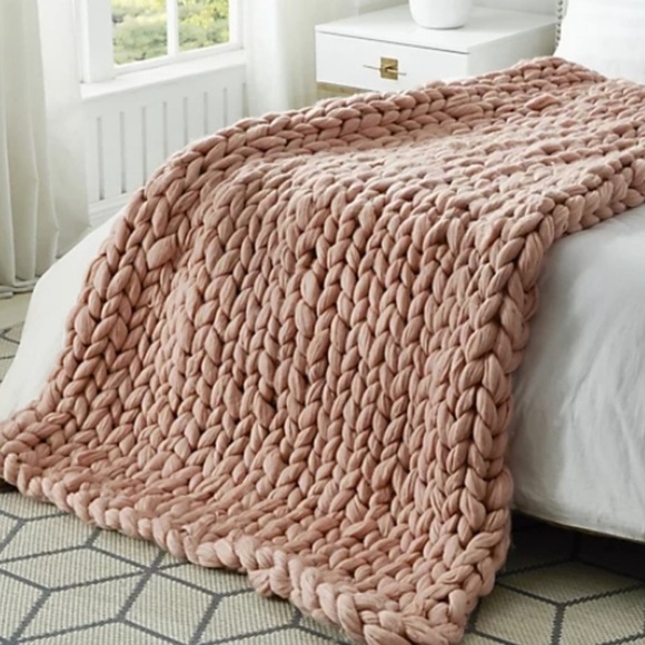 Cozy Tyme Super Chunky Knit Blanket PINK - Picture 1 of 12